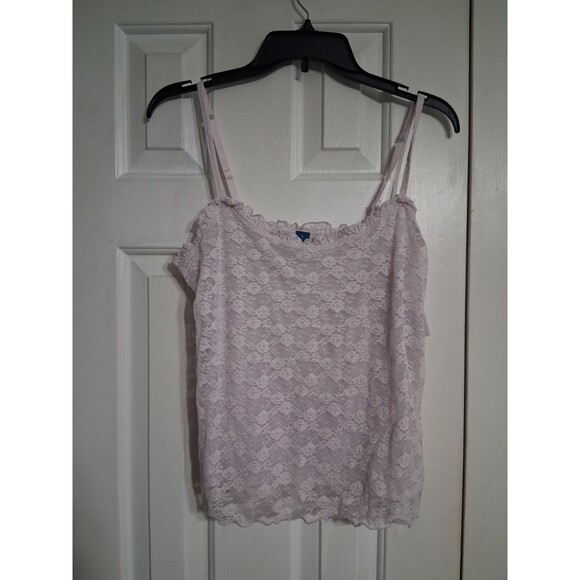 NWT Women's Old Navy Fitted Ruffle Floral Lace Cami Top Blouse Size L Lt Lilac - Picture 3 of 8